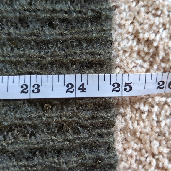 Express Sweater Womens Sz L Green Gray Mohair Blend Open Cardigan Sequins Chunky - Picture 7 of 8